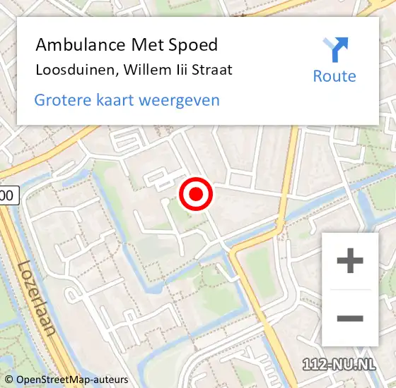 Locatie op kaart van de 112 melding: Ambulance Met Spoed Naar Loosduinen, Willem Iii Straat op 2 april 2018 22:02