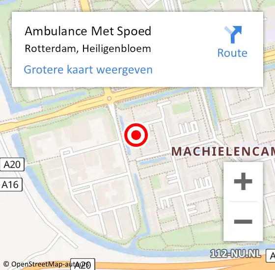 Locatie op kaart van de 112 melding: Ambulance Met Spoed Naar Rotterdam, Heiligenbloem op 2 april 2018 22:13