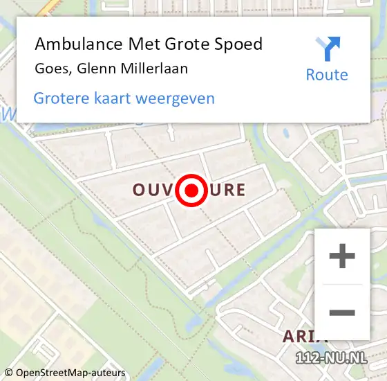 Locatie op kaart van de 112 melding: Ambulance Met Grote Spoed Naar Goes, Glenn Millerlaan op 2 april 2018 23:38