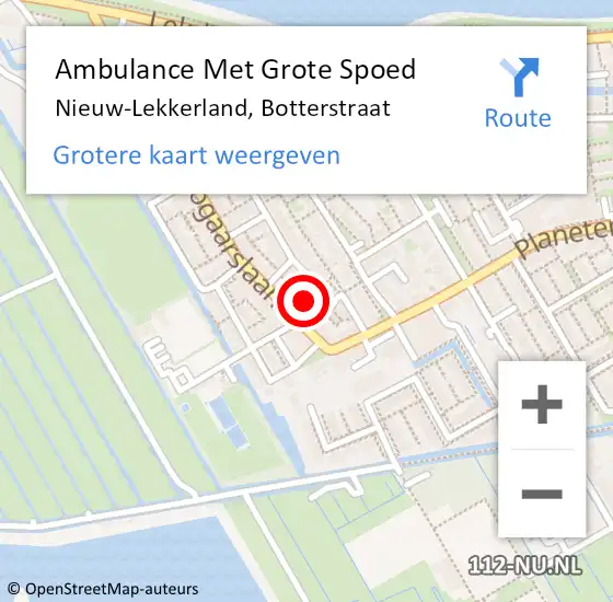 Locatie op kaart van de 112 melding: Ambulance Met Grote Spoed Naar Nieuw-Lekkerland, Botterstraat op 2 april 2018 23:48