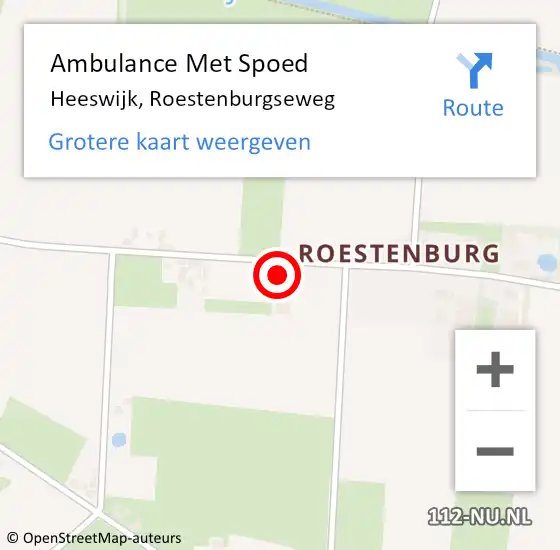 Locatie op kaart van de 112 melding: Ambulance Met Spoed Naar Heeswijk, Roestenburgseweg op 3 april 2018 04:49