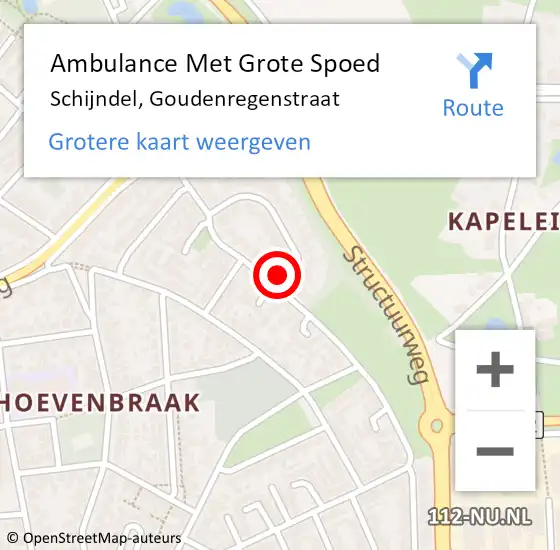 Locatie op kaart van de 112 melding: Ambulance Met Grote Spoed Naar Schijndel, Goudenregenstraat op 3 april 2018 05:49