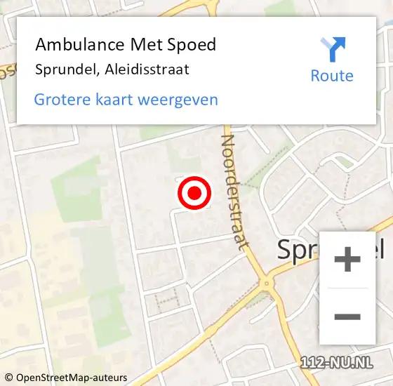 Locatie op kaart van de 112 melding: Ambulance Met Spoed Naar Sprundel, Aleidisstraat op 3 april 2018 05:57