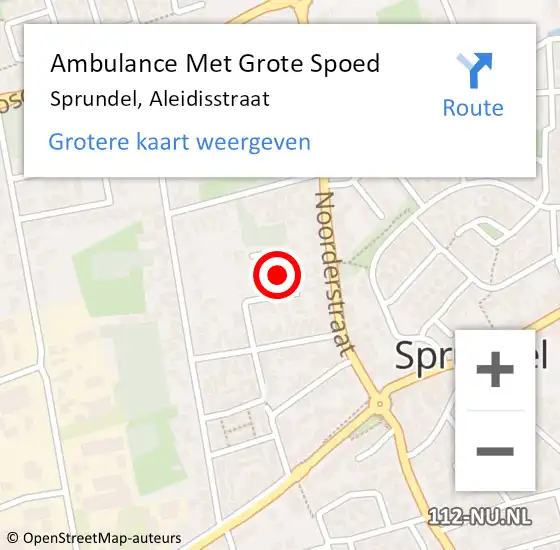 Locatie op kaart van de 112 melding: Ambulance Met Grote Spoed Naar Sprundel, Aleidisstraat op 3 april 2018 05:59