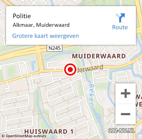 Locatie op kaart van de 112 melding: Politie Alkmaar, Muiderwaard op 3 april 2018 06:32