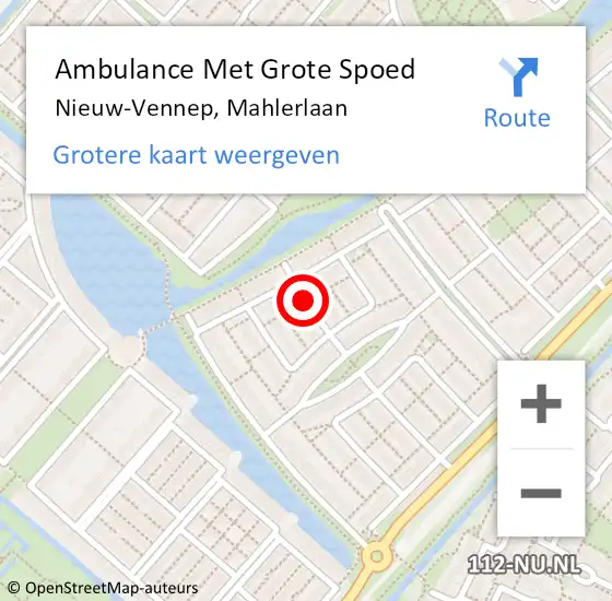 Locatie op kaart van de 112 melding: Ambulance Met Grote Spoed Naar Nieuw-Vennep, Mahlerlaan op 21 februari 2014 00:44