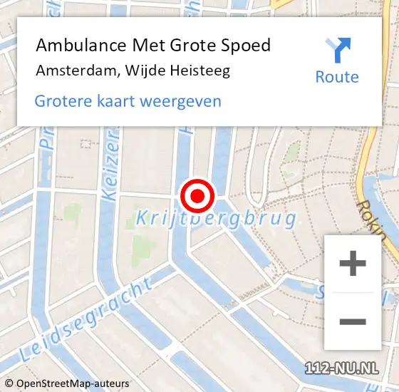 Locatie op kaart van de 112 melding: Ambulance Met Grote Spoed Naar Amsterdam, Wijde Heisteeg op 3 april 2018 09:01