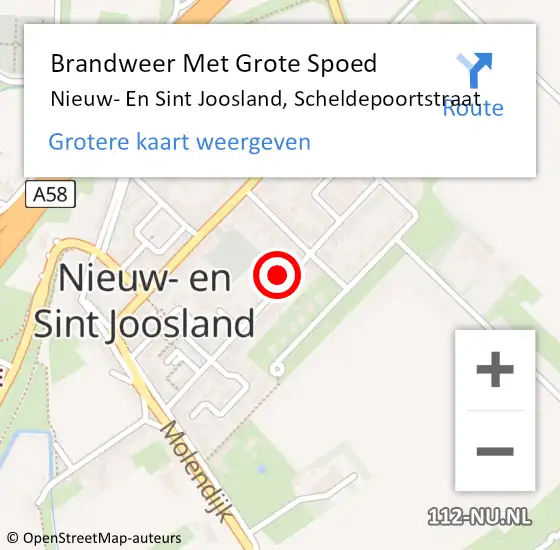 Locatie op kaart van de 112 melding: Brandweer Met Grote Spoed Naar Nieuw- En Sint Joosland, Scheldepoortstraat op 3 april 2018 09:56