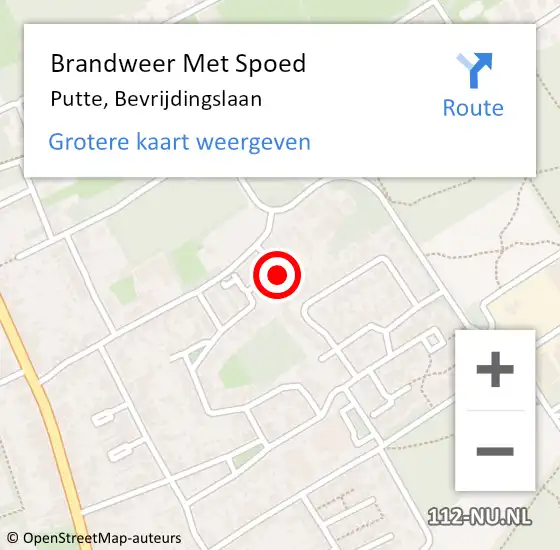 Locatie op kaart van de 112 melding: Brandweer Met Spoed Naar Putte, Bevrijdingslaan op 3 april 2018 10:02