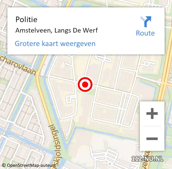 Locatie op kaart van de 112 melding: Politie Amstelveen, Langs De Werf op 3 april 2018 10:06