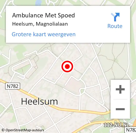 Locatie op kaart van de 112 melding: Ambulance Met Spoed Naar Heelsum, Magnolialaan op 3 april 2018 10:38