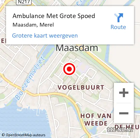 Locatie op kaart van de 112 melding: Ambulance Met Grote Spoed Naar Maasdam, Merel op 3 april 2018 11:13