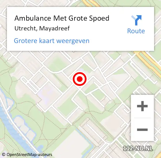 Locatie op kaart van de 112 melding: Ambulance Met Grote Spoed Naar Utrecht, Mayadreef op 3 april 2018 11:16