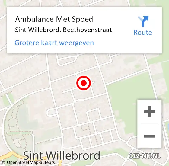 Locatie op kaart van de 112 melding: Ambulance Met Spoed Naar Sint Willebrord, Beethovenstraat op 3 april 2018 11:30