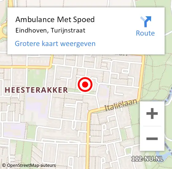 Locatie op kaart van de 112 melding: Ambulance Met Spoed Naar Eindhoven, Turijnstraat op 3 april 2018 11:34