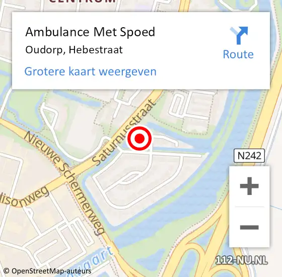 Locatie op kaart van de 112 melding: Ambulance Met Spoed Naar Oudorp, Hebestraat op 3 april 2018 11:46