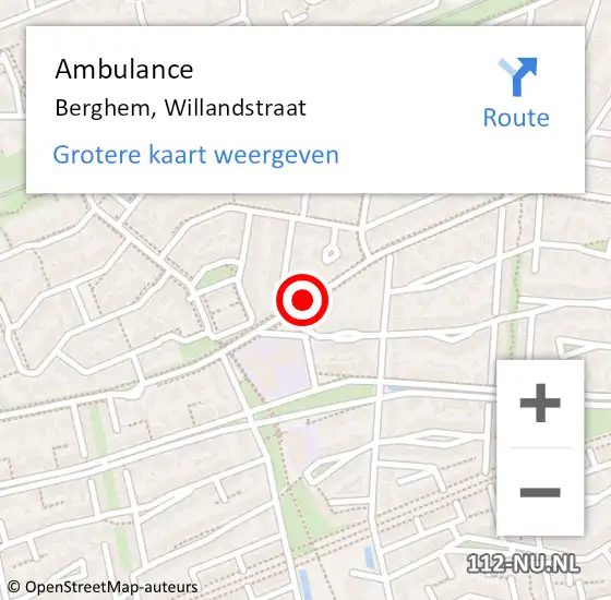 Locatie op kaart van de 112 melding: Ambulance Berghem, Willandstraat op 3 april 2018 12:28