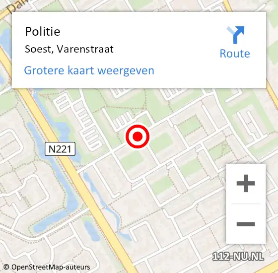 Locatie op kaart van de 112 melding: Politie Soest, Varenstraat op 3 april 2018 12:46