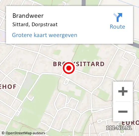 Locatie op kaart van de 112 melding: Brandweer Sittard, Dorpstraat op 3 april 2018 13:18