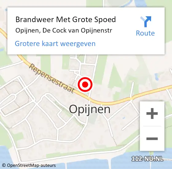 Locatie op kaart van de 112 melding: Brandweer Met Grote Spoed Naar Opijnen, De Cock van Opijnenstr op 3 april 2018 13:50