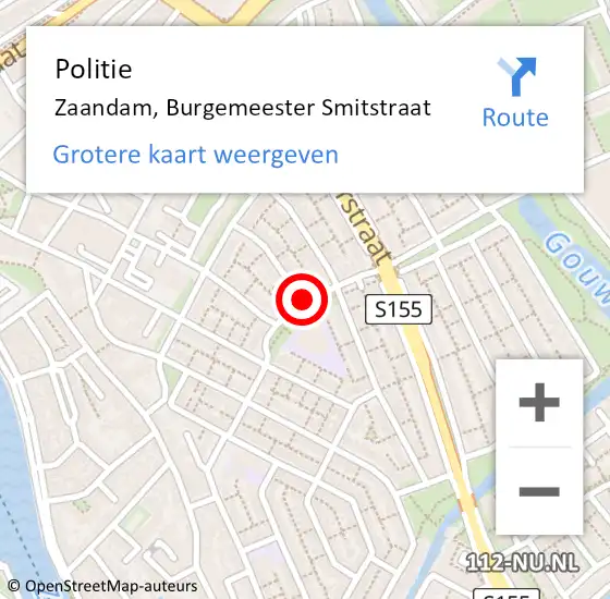 Locatie op kaart van de 112 melding: Politie Zaandam, Burgemeester Smitstraat op 3 april 2018 13:51