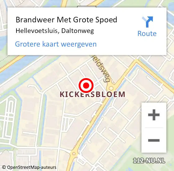 Locatie op kaart van de 112 melding: Brandweer Met Grote Spoed Naar Hellevoetsluis, Daltonweg op 3 april 2018 14:31