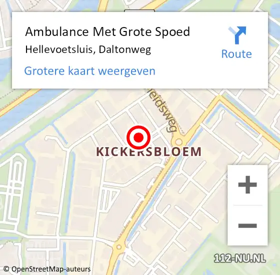 Locatie op kaart van de 112 melding: Ambulance Met Grote Spoed Naar Hellevoetsluis, Daltonweg op 3 april 2018 14:34