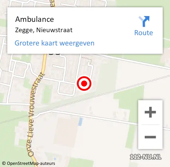 Locatie op kaart van de 112 melding: Ambulance Zegge, Nieuwstraat op 3 april 2018 15:28