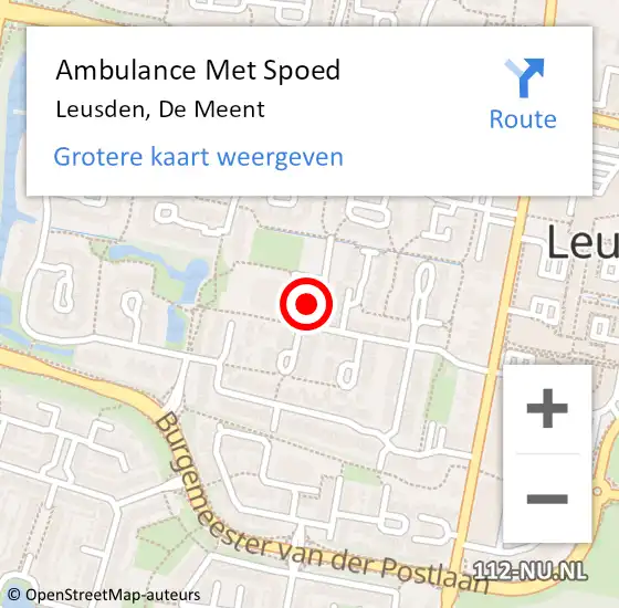 Locatie op kaart van de 112 melding: Ambulance Met Spoed Naar Leusden, De Meent op 3 april 2018 16:06