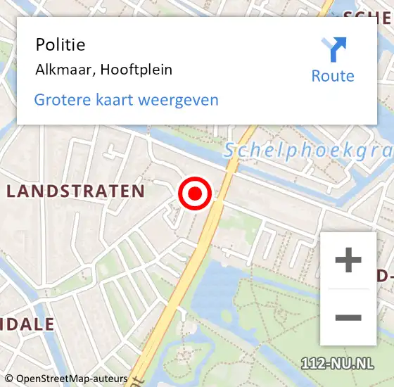 Locatie op kaart van de 112 melding: Politie Alkmaar, Hooftplein op 3 april 2018 16:55