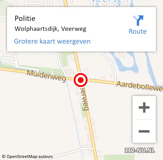 Locatie op kaart van de 112 melding: Politie Wolphaartsdijk, Veerweg op 3 april 2018 16:59