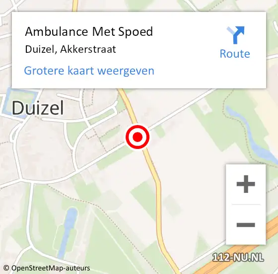 Locatie op kaart van de 112 melding: Ambulance Met Spoed Naar Duizel, Akkerstraat op 3 april 2018 17:08
