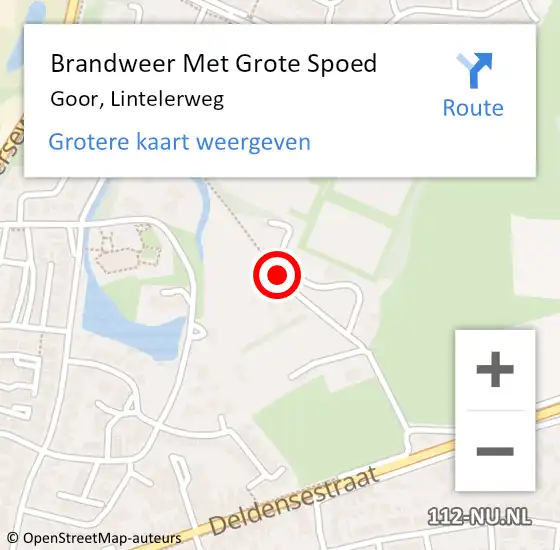 Locatie op kaart van de 112 melding: Brandweer Met Grote Spoed Naar Goor, Lintelerweg op 3 april 2018 17:20