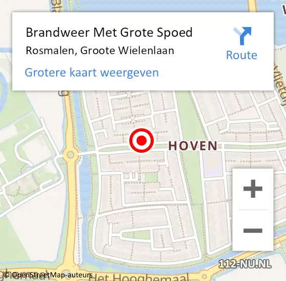 Locatie op kaart van de 112 melding: Brandweer Met Grote Spoed Naar Rosmalen, Groote Wielenlaan op 3 april 2018 17:20