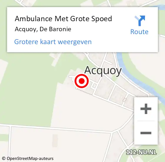 Locatie op kaart van de 112 melding: Ambulance Met Grote Spoed Naar Acquoy, De Baronie op 3 april 2018 17:31