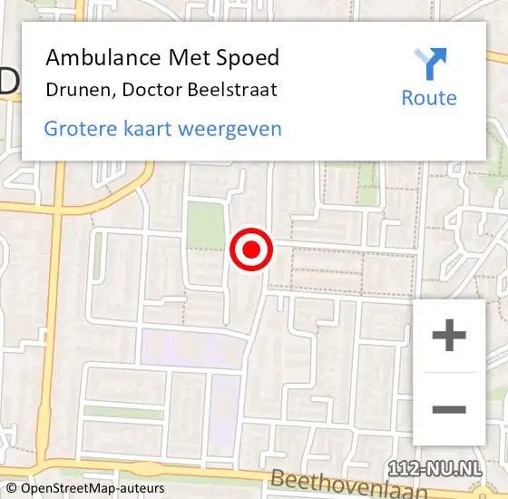 Locatie op kaart van de 112 melding: Ambulance Met Spoed Naar Drunen, Doctor Beelstraat op 3 april 2018 18:23