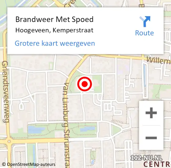 Locatie op kaart van de 112 melding: Brandweer Met Spoed Naar Hoogeveen, Kemperstraat op 3 april 2018 18:33