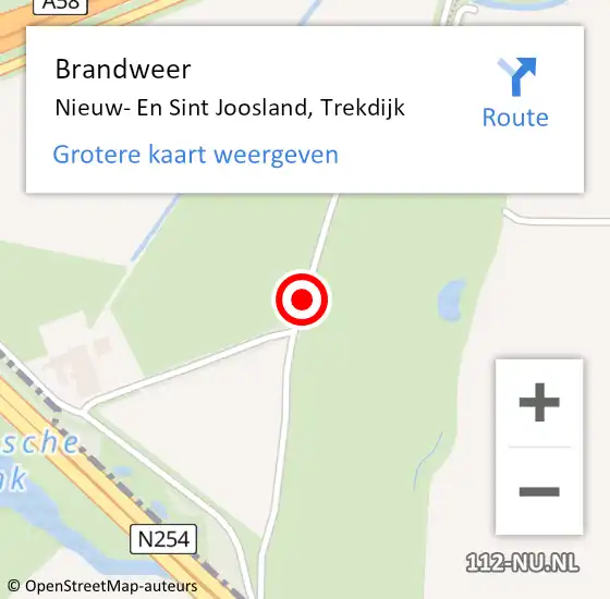 Locatie op kaart van de 112 melding: Brandweer Nieuw- En Sint Joosland, Trekdijk op 3 april 2018 19:31