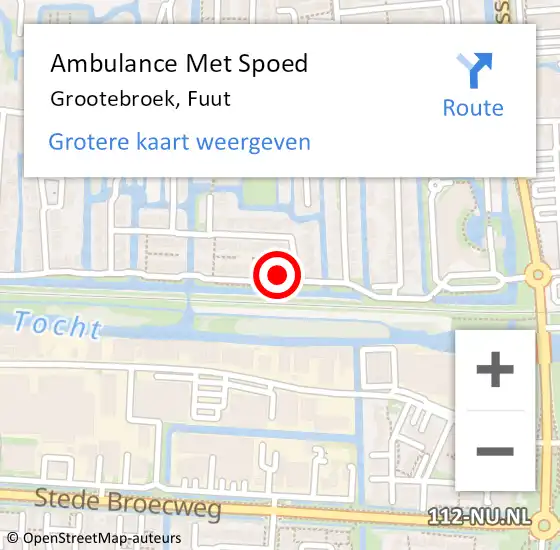 Locatie op kaart van de 112 melding: Ambulance Met Spoed Naar Grootebroek, Fuut op 3 april 2018 19:38