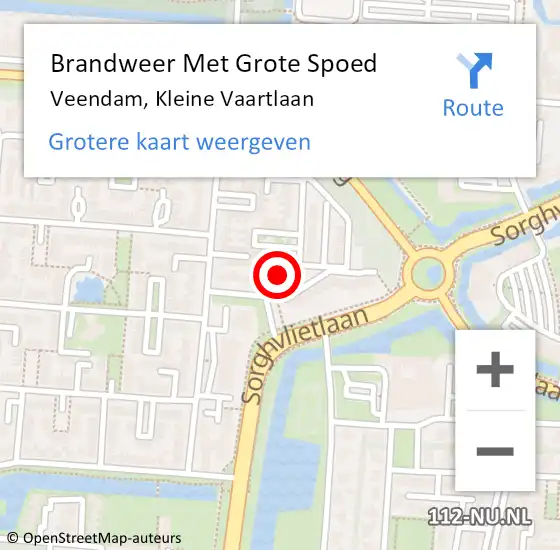 Locatie op kaart van de 112 melding: Brandweer Met Grote Spoed Naar Veendam, Kleine Vaartlaan op 3 april 2018 20:03