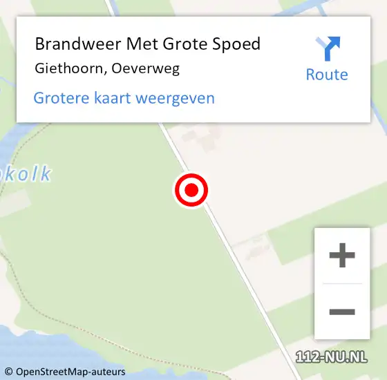 Locatie op kaart van de 112 melding: Brandweer Met Grote Spoed Naar Giethoorn, Oeverweg op 3 april 2018 20:33