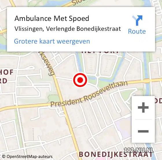 Locatie op kaart van de 112 melding: Ambulance Met Spoed Naar Vlissingen, Verlengde Bonedijkestraat op 3 april 2018 20:36