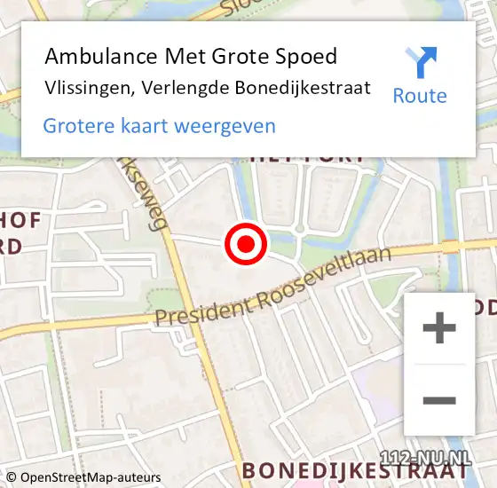 Locatie op kaart van de 112 melding: Ambulance Met Grote Spoed Naar Vlissingen, Verlengde Bonedijkestraat op 3 april 2018 20:39