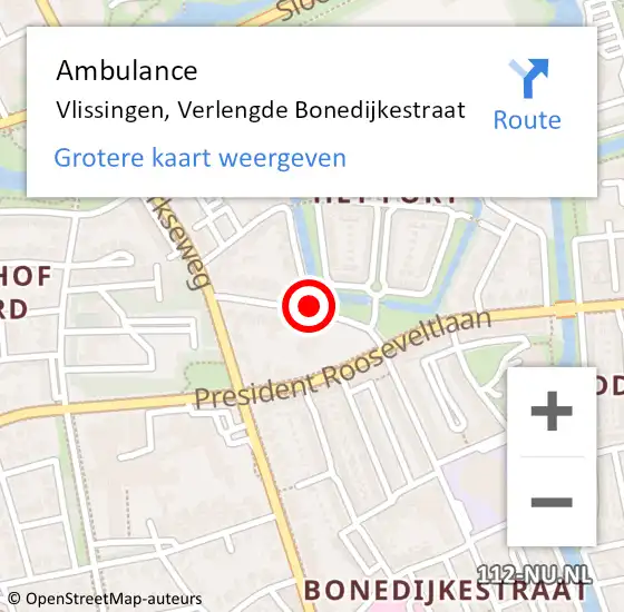 Locatie op kaart van de 112 melding: Ambulance Vlissingen, Verlengde Bonedijkestraat op 3 april 2018 20:40