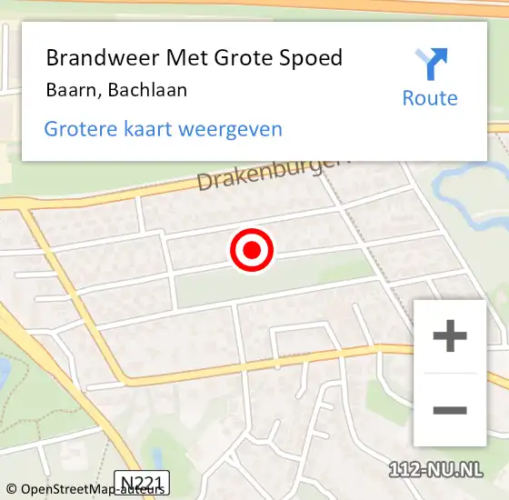 Locatie op kaart van de 112 melding: Brandweer Met Grote Spoed Naar Baarn, Bachlaan op 3 april 2018 20:50