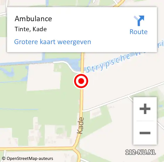 Locatie op kaart van de 112 melding: Ambulance Tinte, Kade op 3 april 2018 21:31