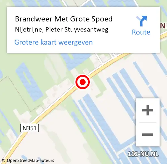 Locatie op kaart van de 112 melding: Brandweer Met Grote Spoed Naar Nijetrijne, Pieter Stuyvesantweg op 3 april 2018 21:45