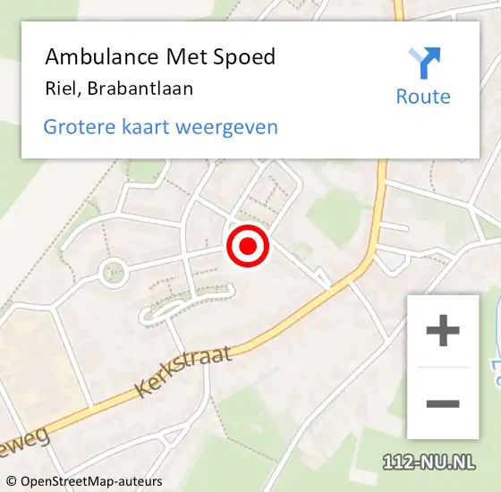 Locatie op kaart van de 112 melding: Ambulance Met Spoed Naar Riel, Brabantlaan op 3 april 2018 22:27