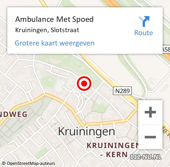 Locatie op kaart van de 112 melding: Ambulance Met Spoed Naar Kruiningen, Slotstraat op 3 april 2018 22:58