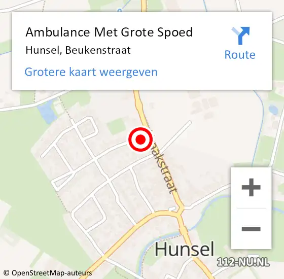 Locatie op kaart van de 112 melding: Ambulance Met Grote Spoed Naar Hunsel, Beukenstraat op 4 april 2018 02:30